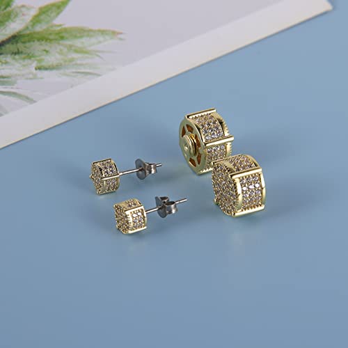 18K Gold Plated Double Sided Cz Stud Earrings, Reversible Cubic Zirconia Stud Earrings,Front Back Earrings For Women (Small Cz) #TOP1