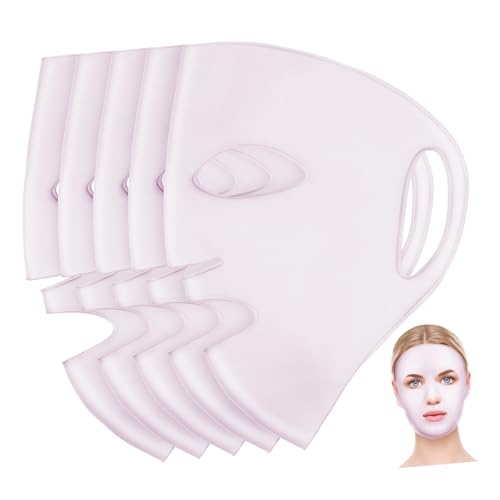CLISPEED 5 piezas Fundas de Mascarilla Facial de Silicona Reutilizables Suaves y Elásticas con Ganchos para Orejas Cubiertas Hidratantes para Cuidado Facial Salones y Tratamientos de
