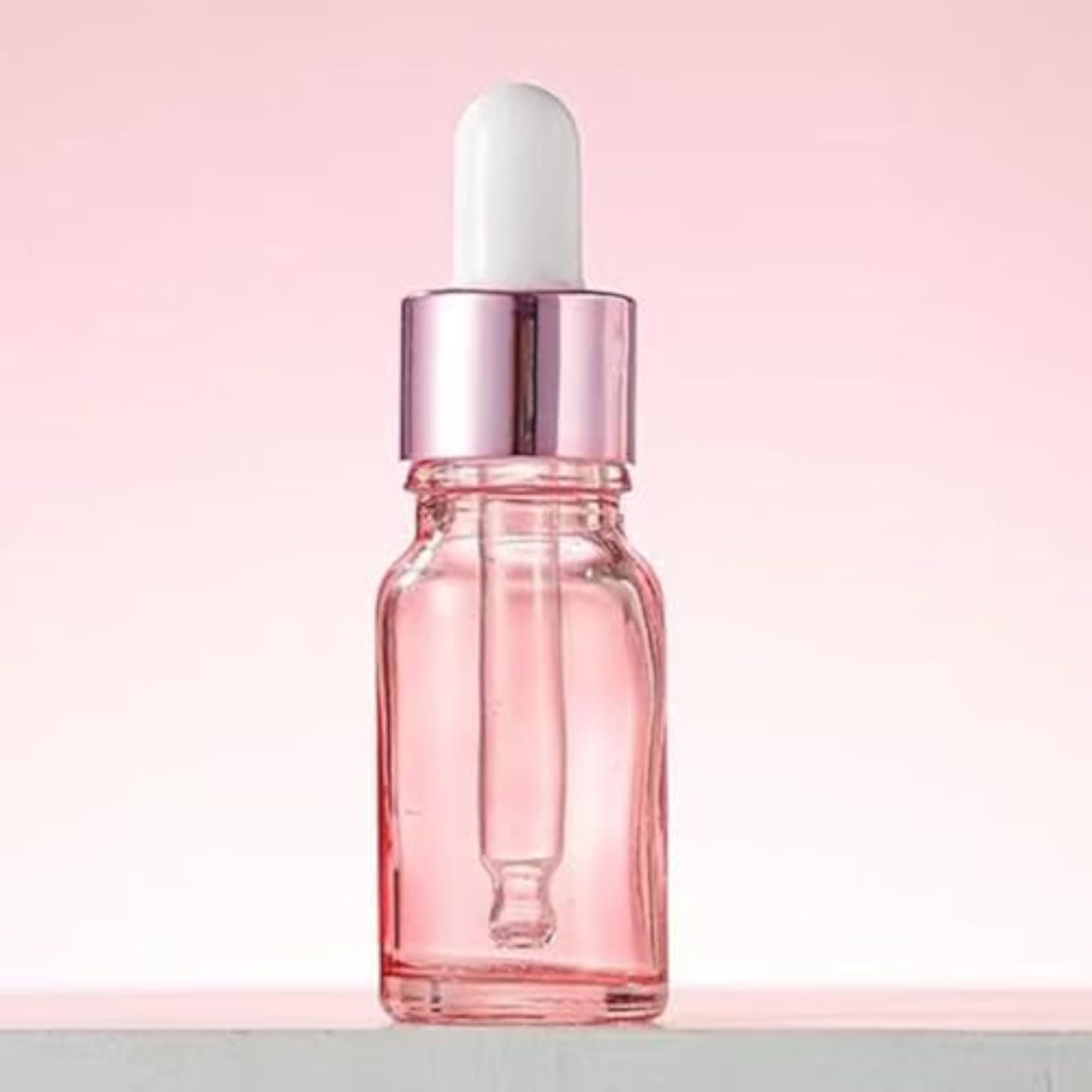 4 Pcs 10ml Pink Dropper Bottles Glass