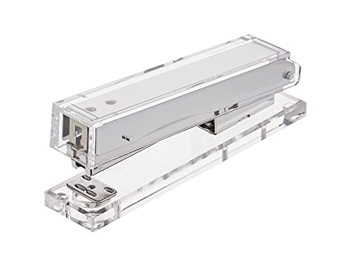 Kantek Clear Acrylic Desk Stapler, Large Capacity Holds a Full Strip of Standard Staples, 1.4" x 6" x 2.3", Non-Skid Feet, Heavy Duty Office Organizer, Desk Accessory