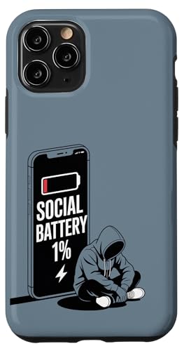 Social Battery 1% ? Funny Introvert Personality Humor �X�}�z�P�[�X iPhone 11 Pro �p