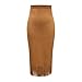 Women's Faux Suede Fringe Maxi Skirts, High Waisted Stretch Loose Skirt Fall Winter Fashion Clothes Brown