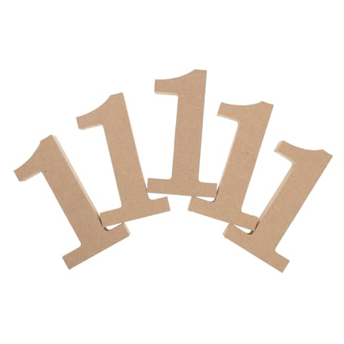 Holibanna 5Pcs Wooden Number Sign Decor Creative DIY Paper Mache Numbers for Home Party Table Decor Durable Household Desk Accents with Excellent Craftsmanship Rounded Corners