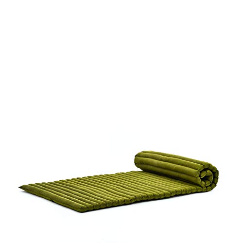 Image of Leewadee - Foldable Floor Mattress - Japanese Roll Up Futon -Trifold Tatami Mat- Guest Floor Bed - Camping Mattress - Thai Massage Mat, Kapok Filled, 75 x 28 inches, Green