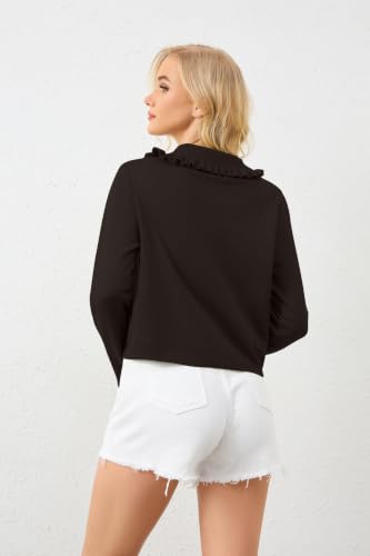 Image of HOCANDY Women Ruffle Collar Cardigan Sweater Preppy Cute Button Up Sweaters