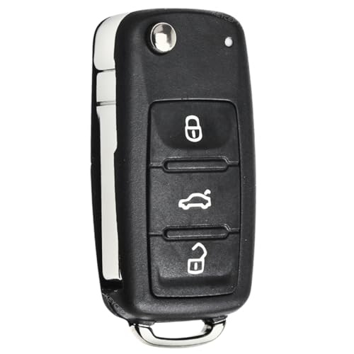 KEYCEPT Premium 3 Button Remote flip Key Shell Compatible for Skoda Octavia, Laura, Superb, Fabia, Rapid, Polo, Vento, Jetta, Ameo, Passat- Durable Key Replacement