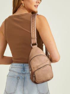 Image of CLUCI Sling Bag for Women, Vegan Leather Fanny Pack Crossbody Bags for Women, Chest Bag With Guitar Strap