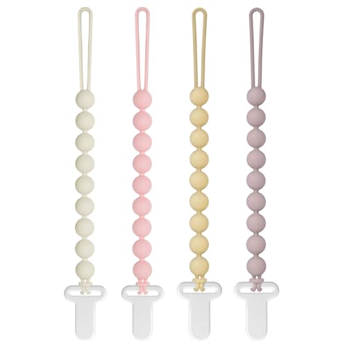 Image of Pacifier Clips Baby Girls - Draklary 4 Pack Paci Clip Silicone Soothe Baby Binky Holder for Newborn Essentials Shower Birthday Gift Scenes