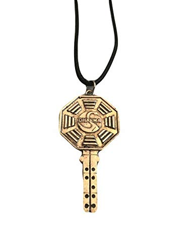 LostClassic TV Series Dharma Swan Key Pendant Necklace with 18" Leather Cord