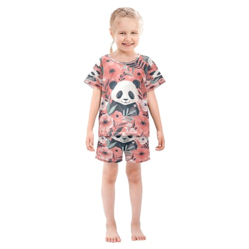 4337-panda Kids Pjs Set Boys Girls Summer Short-Sleeve Sleepwear Pajamas 2PCS3