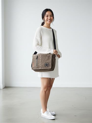 Image of The House of tara Distress Finish Sturdy Cotton Canvas Messenger Bags for Men and Women | Zip Closure, Adjustable Body Strap I Crossbody Sling | External Zip Pockets