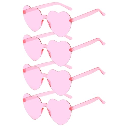 Sprinlot 4 Pares Rosa Gafas de Sol Corazón, Divertidas Gafas de