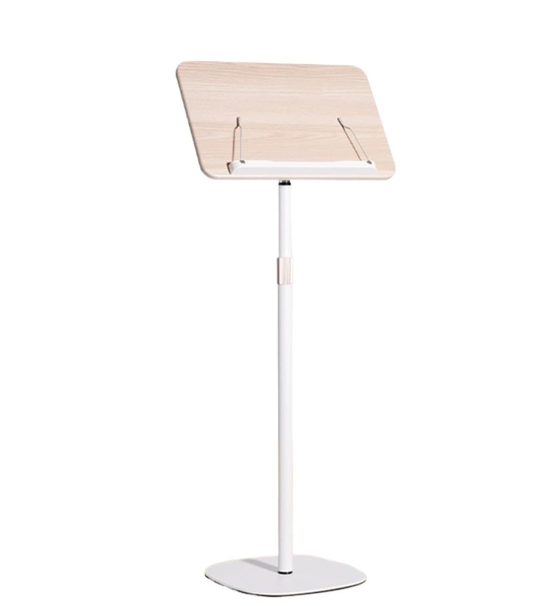 Zusammenklappbarer tragbarer Notenständer, Verstellbarer Notenständer aus Metall und Holz for Bandorchester, weiß, 60–140 cm