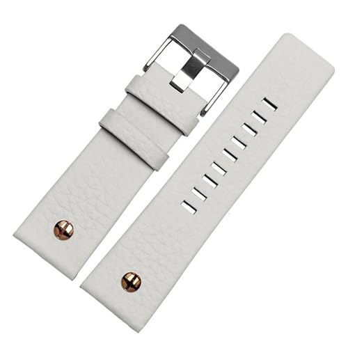 Bracelet de montre Diesel compatible 28mm cuir noir rivets DZ7314