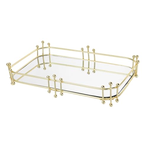 DINHEAROM Decorative Vanity Tray Spacious Makeup Organizer for Countertop Multi-Functional Storage for Bathroom Rv Camping Stylish Design for Perfume Items Easy to Clean Iron Tray