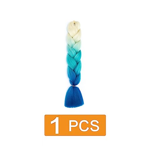 prinfantasy Hair Extension 24 inch Ombre Braiding Pretty Synthetic Braid Hair Extensions Braids for Women Blue and Blonde 1s for Women GBBZ113 - Image 2