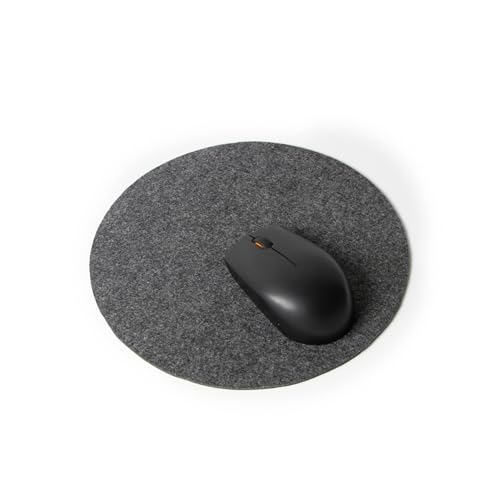 Image of Bellblock Mouse Pad | Computer Mouse Mat | Vegan PU Leather | Anti-Slip | Smooth Mouse Control | Spill-Resistant Surface | Blue & Tan | 22 x 22 cm (Pack of 1) (Felt, Round)
