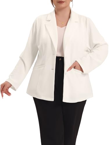 Agnes Orinda Plus Size Blazers for Women Notched Lapel V Neck Business Casual Outfits Suit Jacket Work Fall Blazers2