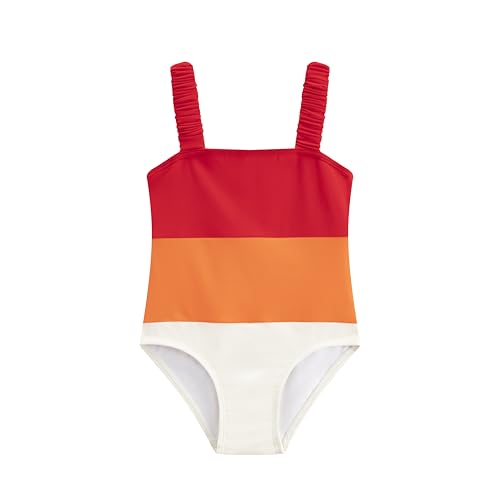LIZENS Girls One Piece Swimwear Color Block 2-12Years Beach Bathing Swimsuit for Kids