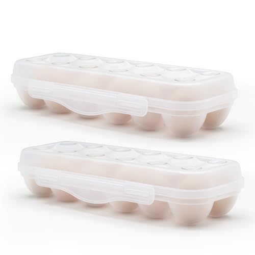 Pedersean Egg Storage for Refrigerator Egg Holder for Fridge with Lid Stackable Egg Storage with Safety Buckle (2)