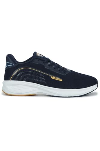 Image of ABROS Fazer-On Running Sports Shoes Breathable Upper Mesh with Eva Sole Memory Foam Insole Casual Walking & Gym Shoes for Mens (Navy /Mustard 7)