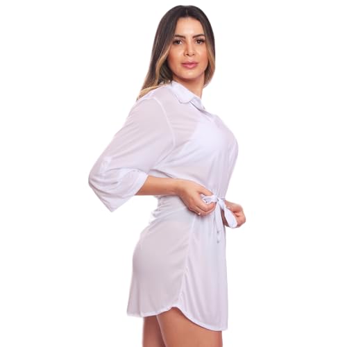 Saída de Praia Chemise Camisão Feminino Preto, Tamanho M
