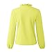Womens Loose Fit Ruffle Hem V Neck Long Sleeve Solid Tops Button Down Shirt Causal Dressy Blouse Fall Tunic Clothes(1E-Yellow, XL)