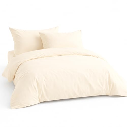 LivinEase Funda Nordica 220 x 240   Microfibra Juego de Funda Edredon 220x240 cm y 2 Fundas de Almohada 80x80 cm   Juego de Funda nórdica Crema