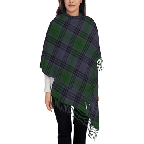IBILIU Oversize Scarf for Women Tartan Plaid Green Blue Scarf Tassel Scarves Fall Winter Shawl Wraps