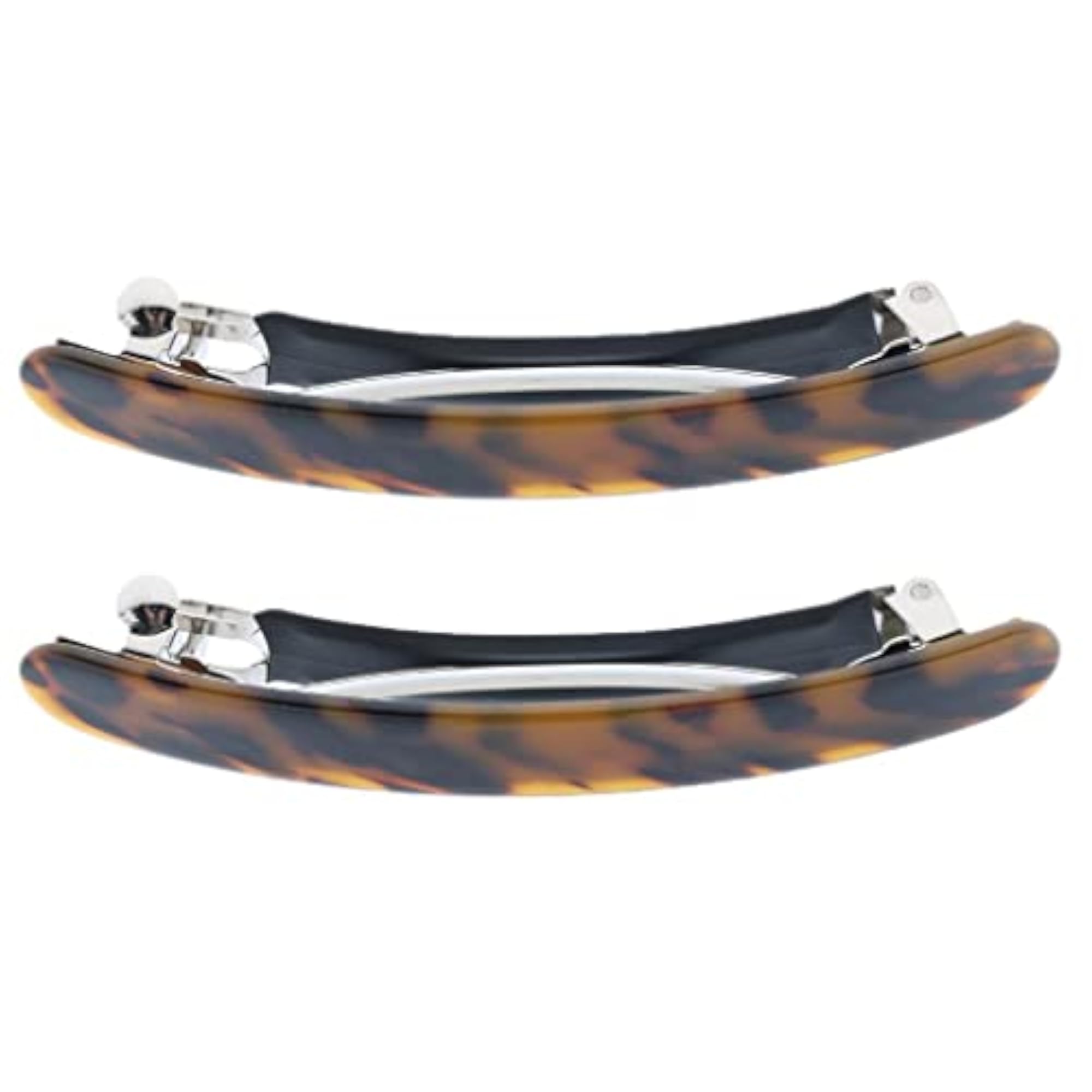 2 Pieces Acrylic Leopard Spring Barrette Hair Clips, Brown