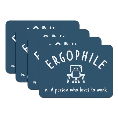 Sets de table bleu en caoutchouc contre les rayures de bureau Ergophile grand format x4