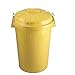 Tradineur - Cubo de Basura de Color Amarillo de 100 litros de Capacidad y con Medidas de 57 x 74,5 x 52 cm. Recipiente para almacenar Basura Grande para hogar o Industrial con Tapa.