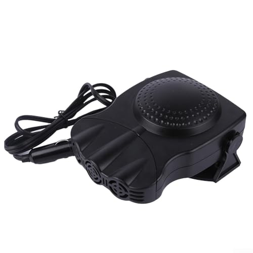 Ventilador portátil de 12 V para calentador de coche, antivaho para quitar hielo de nieve, soplador de aire frío caliente de bajo ruido con ventilación de tres agujeros (negro)