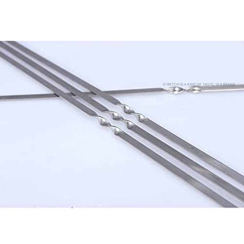 Generic 20 Pcs Aço Inoxidável Grelhando Espetos Reutilizáveis ​​Metal BBQ Shish Kebab Skewer Sticks