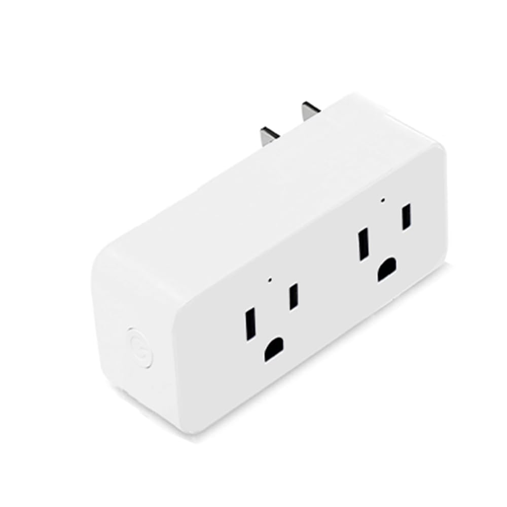 Ewelink 16A WiFi Dual Smart Outlet Plug with 2 Independent Control Sockets, App Control Timer Switch, 2-in-1 Compact Design, Compatible with Alexa,Google, SmartThings