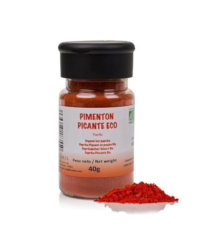 FRISAFRAN | Pimentón Picante en polvo 40g | Especia Natural | Pimiento molido | Ecológico y fresco | picante | pimentón-español | Alto nivel en vitaminas y minerales | sin gluten | Origen ★ Murcia