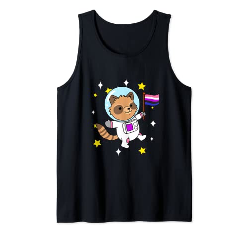Genderfluid Waschbär im Weltraum Genderfluid Tank Top