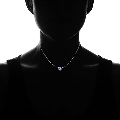 Ice Gems Sterling Silver Small Dainty Round Amethyst Choker Necklace #TOP1