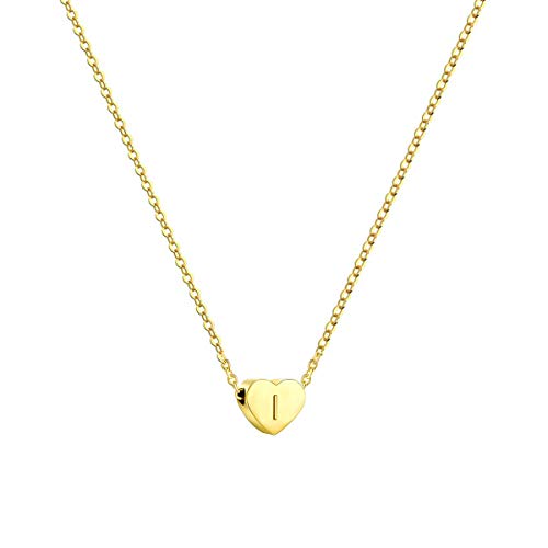 Ovian Heart Initial Necklace for Women 18K Gold Plated Stainless Steel Tiny Heart Pendant Engraved Letter Necklace Personalized Monogram Name Necklace