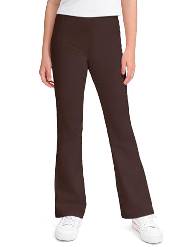 KEREDA Girls Flare Leggings School Uniform Pants for Girls Bell Bottoms Cotton Clothes for Kids 13-14 Years Brown