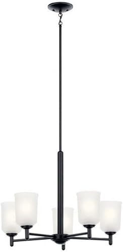 Kichler, Shailene 43671BK - Lámpara de araña de 5 luces con cristal satinado grabado en color negro, 43671BK