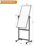 VIZ-PRO Double-Sided Magnetic Mobile Whiteboard, 48 x 24 Inches, Black Aluminium Frame and Stand