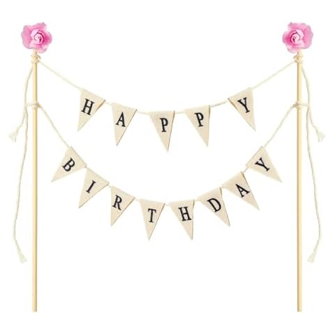 Yolev Happy Birthday Cake Topper with Flowers Cover