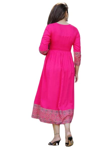 Image of Rayon Fabric Kurti for Women and Girls, Anarkali | Fashion Designer Long Kurti with Jacket Gown Dresses
