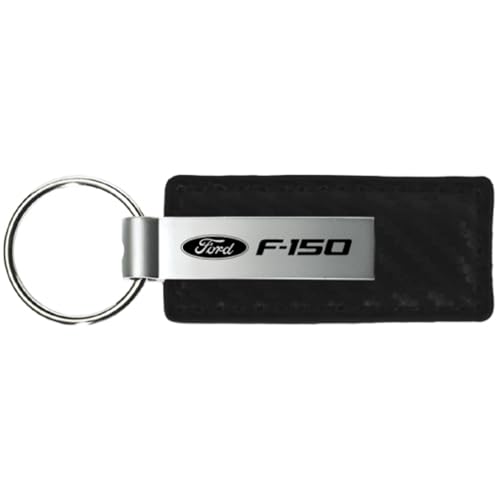 Llavero Ford F-150 de fibra de carbono texturizada con elegante acabado en piel negra