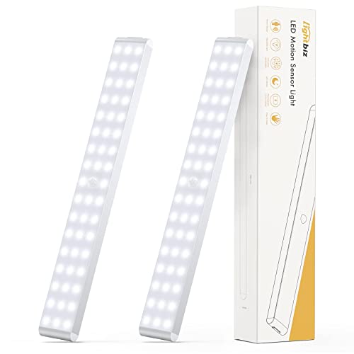 JINHH Luz LED Armario 50LED Dimmer USB Recargable Sensor Movimiento Luz Debajo CABI Barra luz Nocturna inalámbrica Stick-Anywhere batería 1500mAh escaleras Armario Cocina