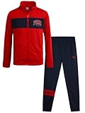 PUMA Boys' Pants Set - 2 Piece Tricot Athletic Zip Up Jacket Sweatshirt and Active Jogger Pants - Boys Activewear Set (4-16), Size 8, Medium Red (Navy)