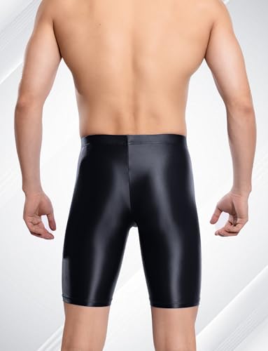 FEOYA Men's Shiny Glossy Oily Compression Shorts Tights See Through Sheer Sports Trunks Bottoms for Bodybuilding2
