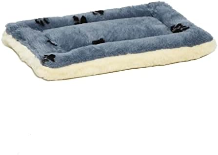 Reversible Paw Print Pet Bed in Blue / White, Dog Bed Measures 17L x 11W x 1.5H for "Tiny" Dog Breed, Machine Wash