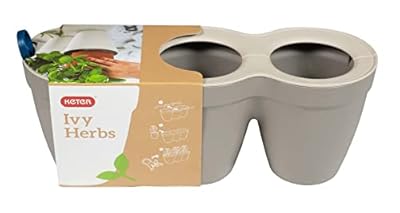 Keter Ivy Herbs Plastic Planter, 3-Pot Shape, Taupe, 13"